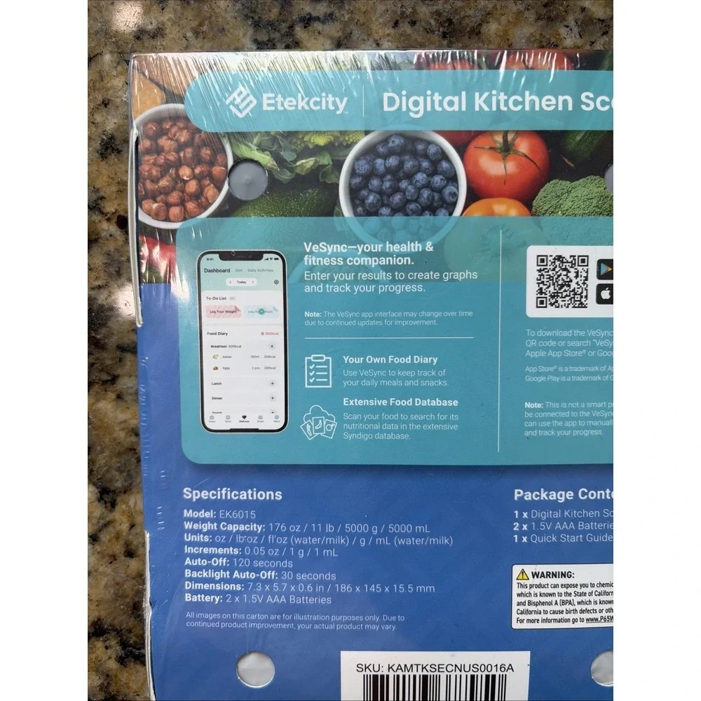 Etekcity Stainless Steel Digital Kitchen Food Scale EK6015 NEW SEALED